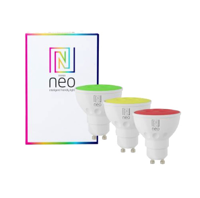 Immax NEO sada 3x smart žiarovka LED GU10 4,8W RGB + CCT farebná a biela, stmievateľná, zigbee